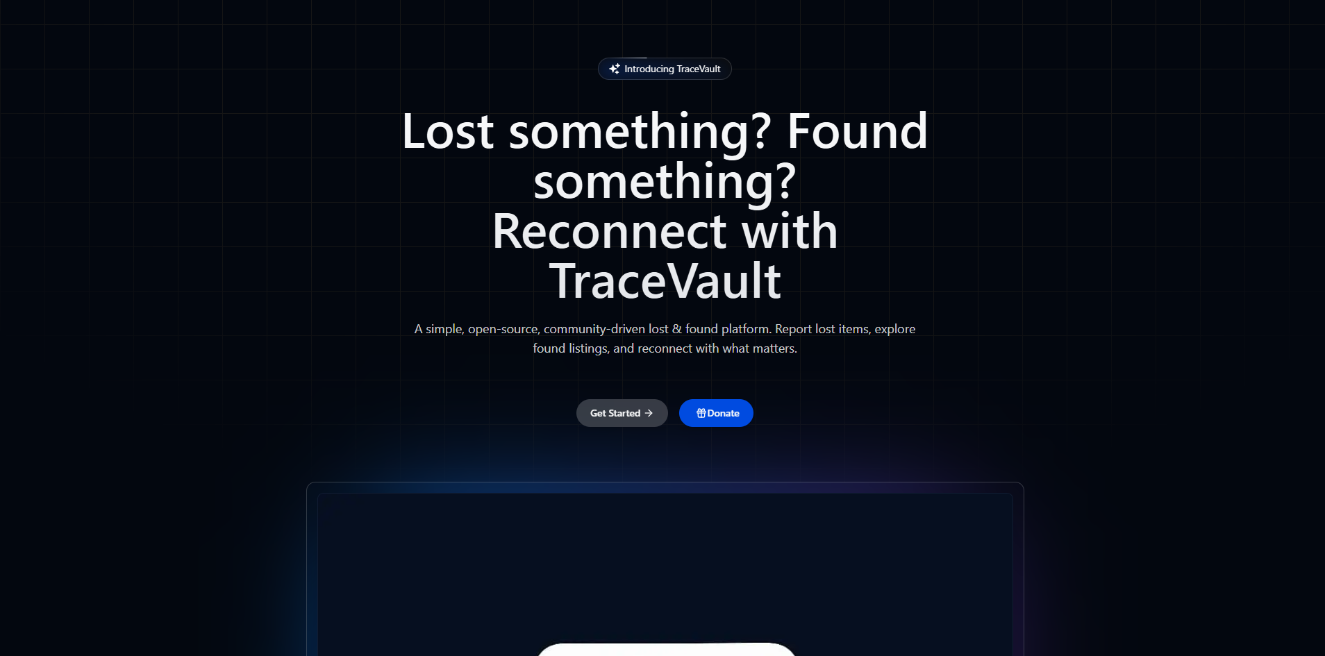 TraceVault interface preview